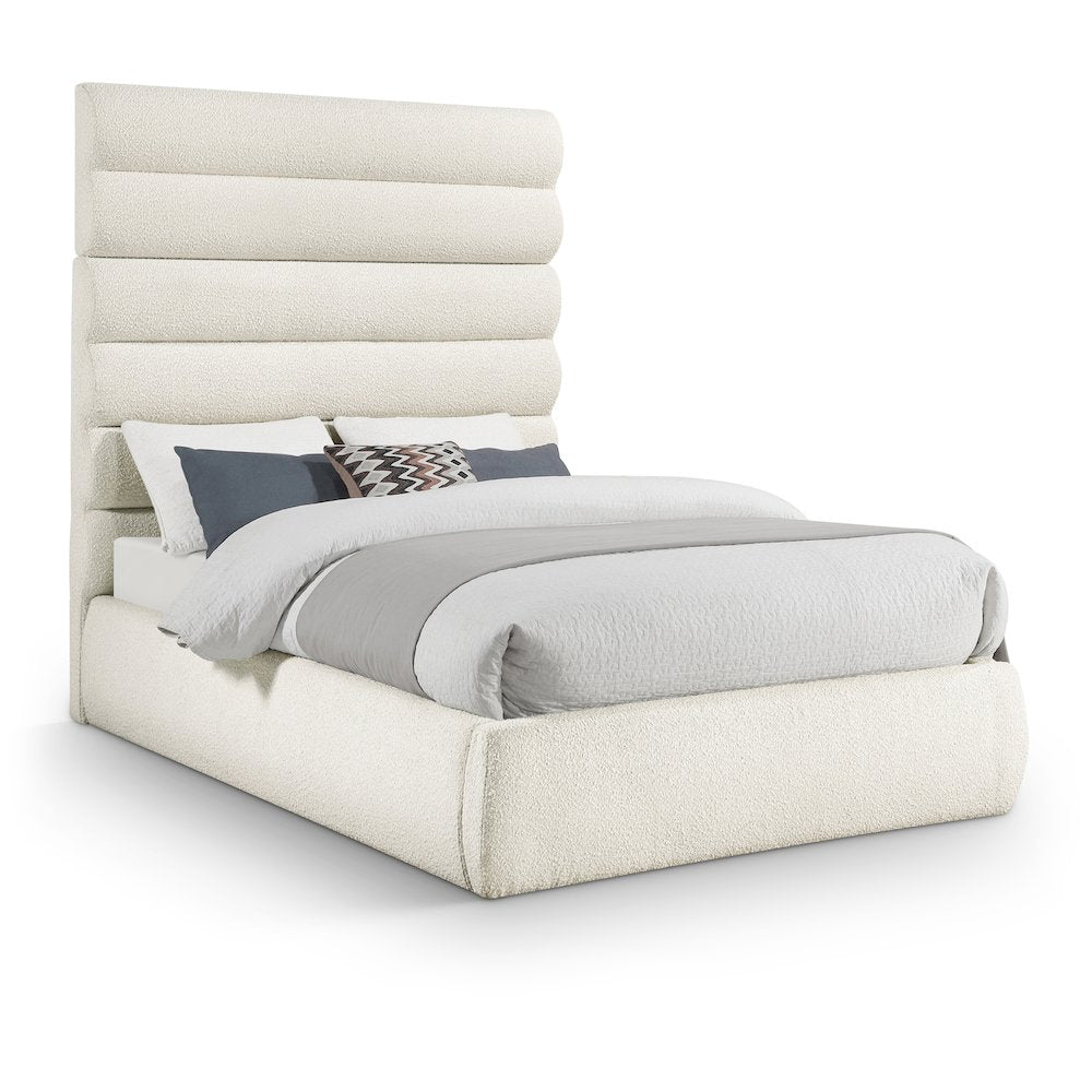 Adam Cream Boucle Fabric Full Bed