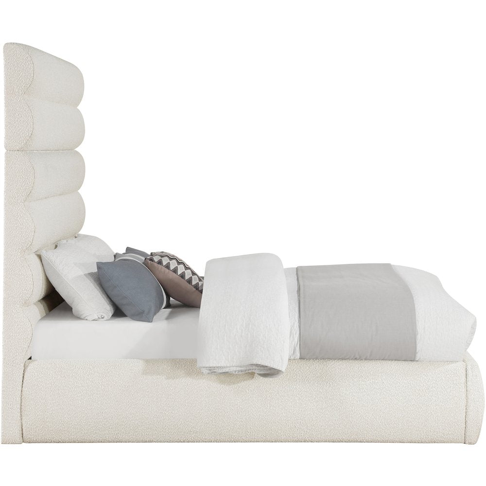 Adam Cream Boucle Fabric Full Bed