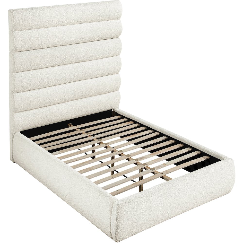 Adam Cream Boucle Fabric Full Bed