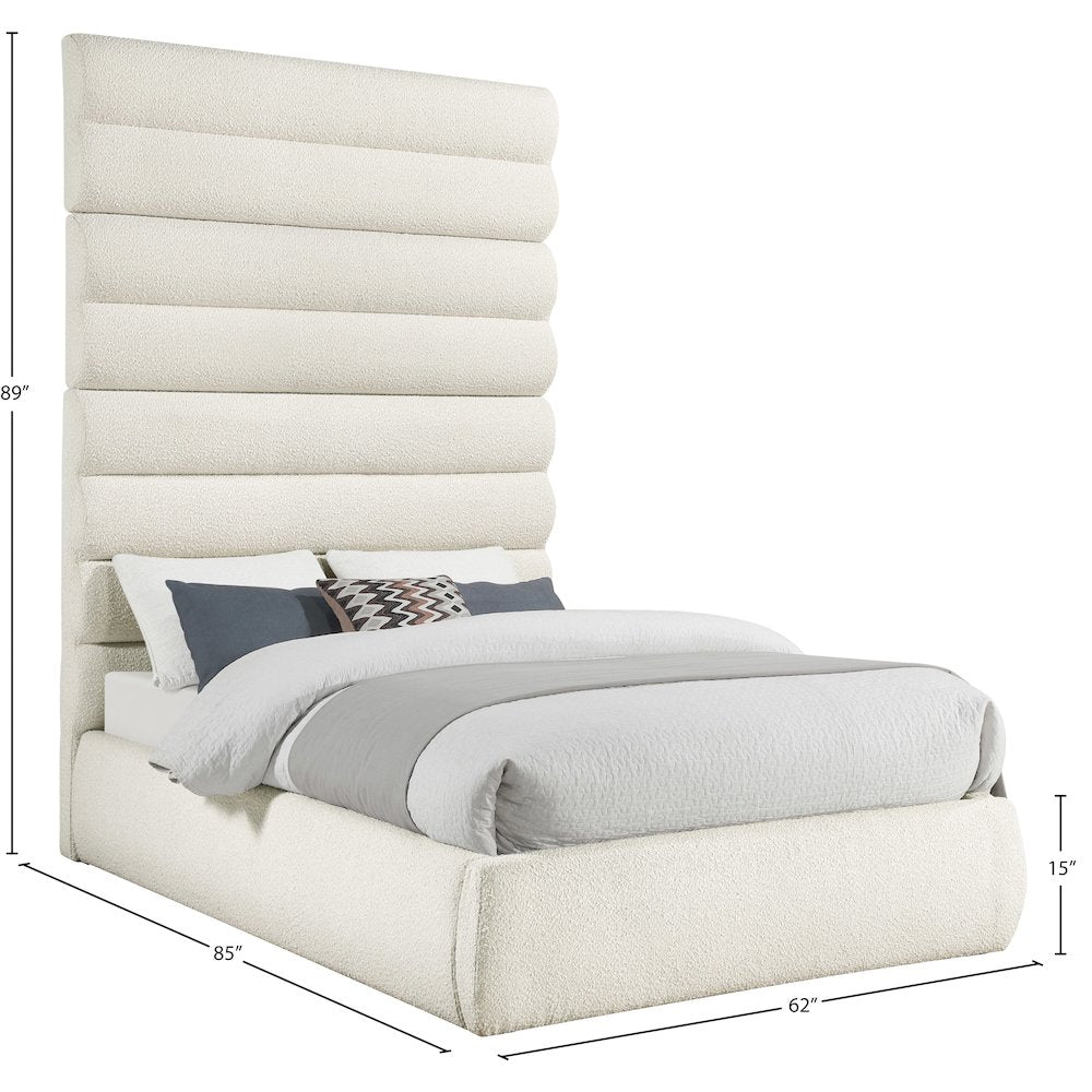 Adam Cream Boucle Fabric Full Bed