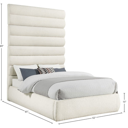 Adam Cream Boucle Fabric Full Bed