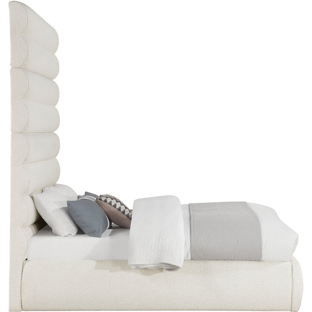Adam Cream Boucle Fabric Full Bed
