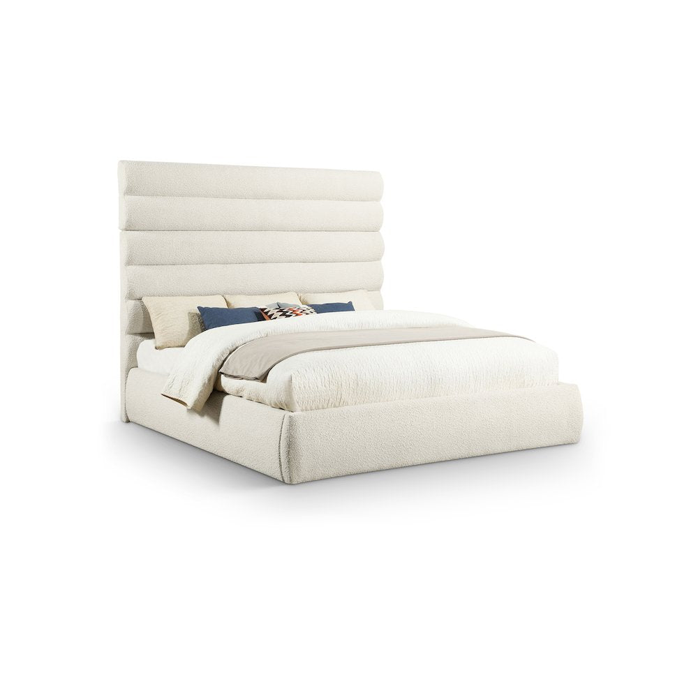 Adam Cream Boucle Fabric King Bed