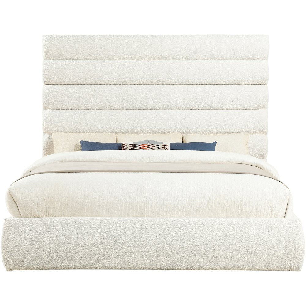 Adam Cream Boucle Fabric King Bed