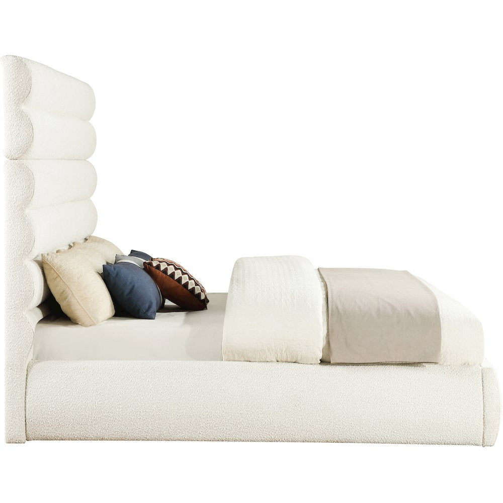 Adam Cream Boucle Fabric King Bed