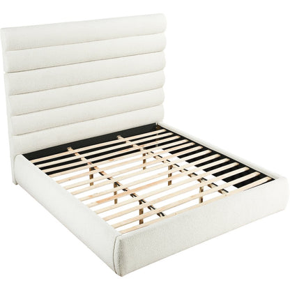 Adam Cream Boucle Fabric King Bed