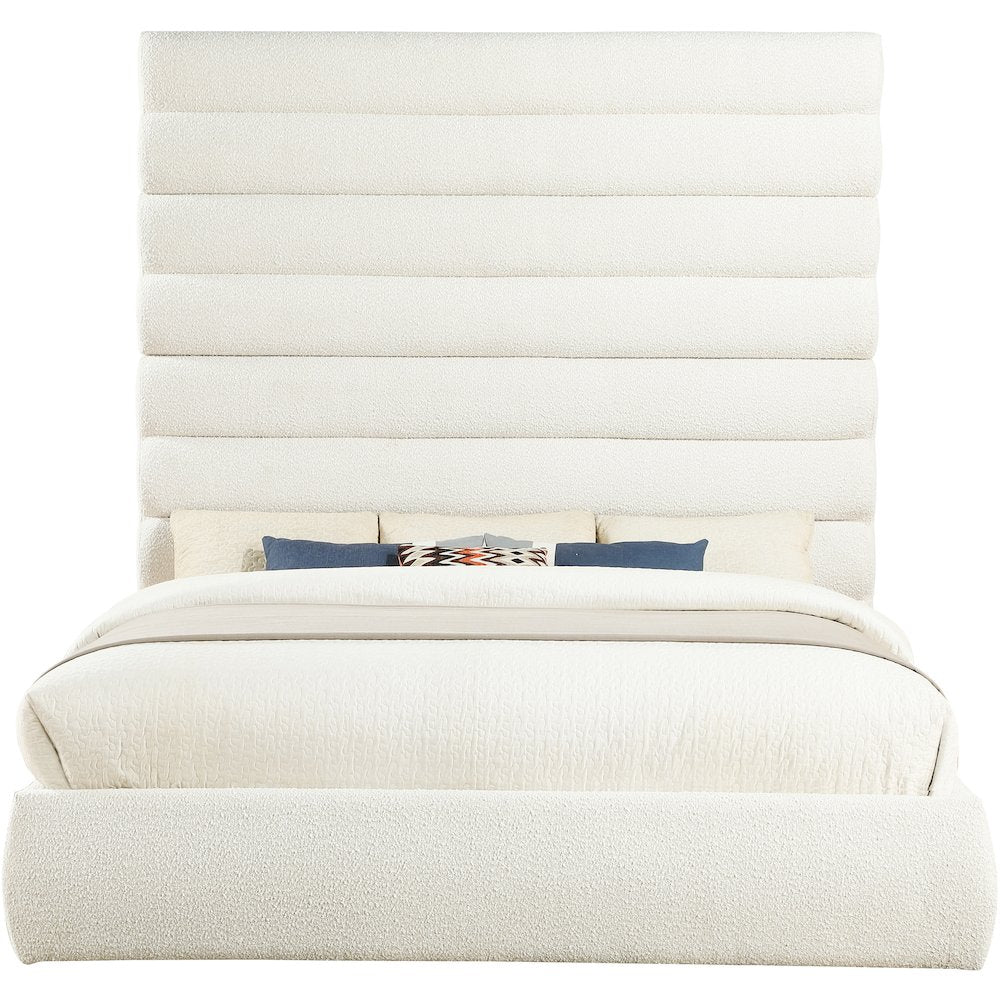 Adam Cream Boucle Fabric King Bed