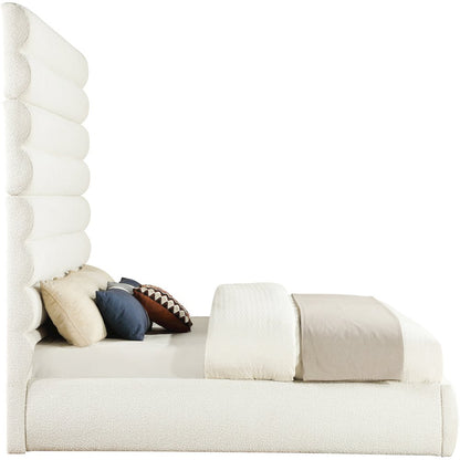 Adam Cream Boucle Fabric King Bed