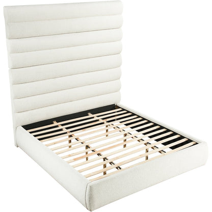 Adam Cream Boucle Fabric King Bed