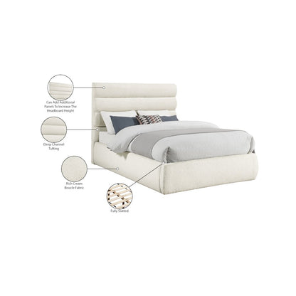 Adam Cream Boucle Fabric King Bed