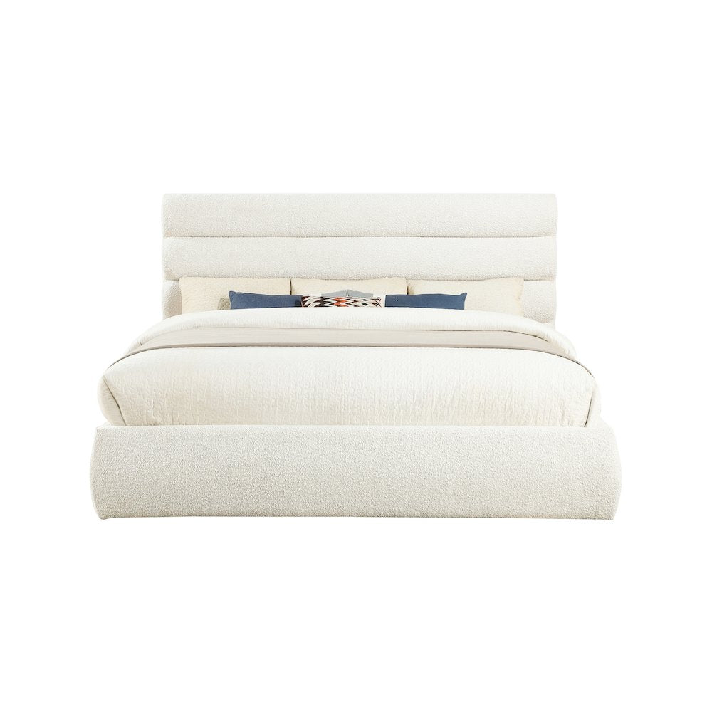 Adam Cream Boucle Fabric King Bed