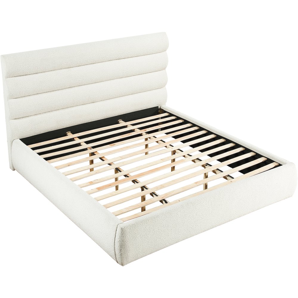 Adam Cream Boucle Fabric King Bed