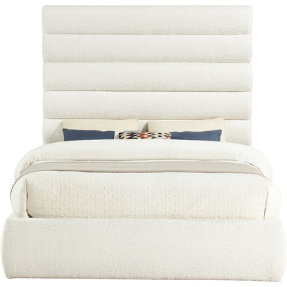 Adam Cream Boucle Fabric Queen Bed