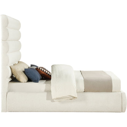 Adam Cream Boucle Fabric Queen Bed