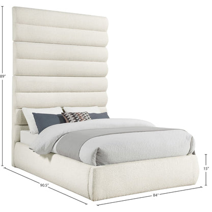 Adam Cream Boucle Fabric Queen Bed