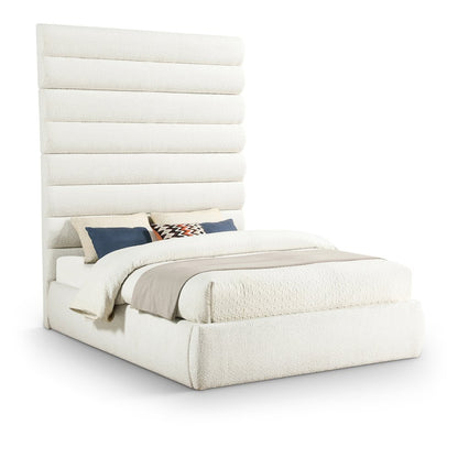 Adam Cream Boucle Fabric Queen Bed