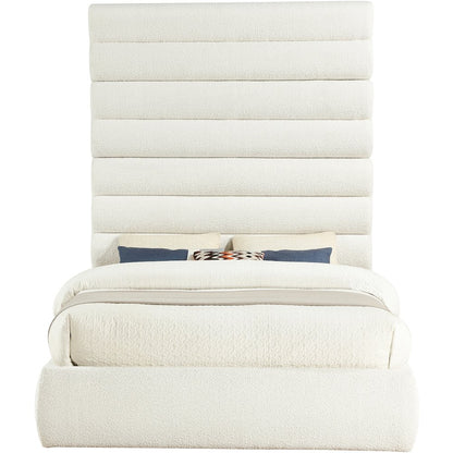 Adam Cream Boucle Fabric Queen Bed