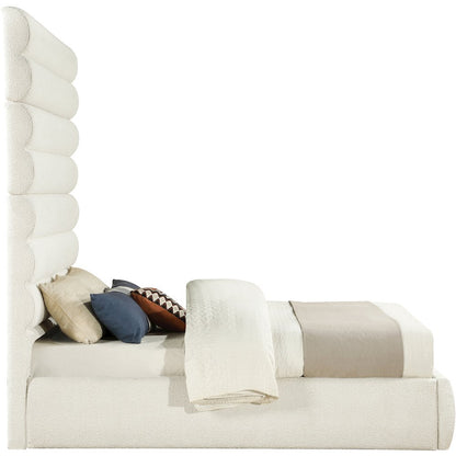 Adam Cream Boucle Fabric Queen Bed