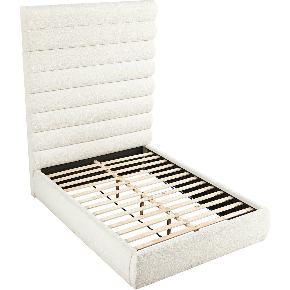 Adam Cream Boucle Fabric Queen Bed
