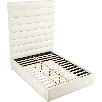 Adam Cream Boucle Fabric Queen Bed