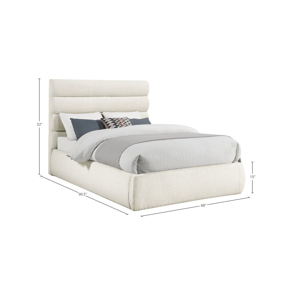 Adam Cream Boucle Fabric Queen Bed