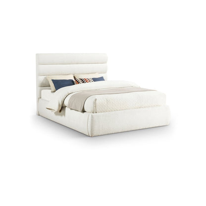 Adam Cream Boucle Fabric Queen Bed