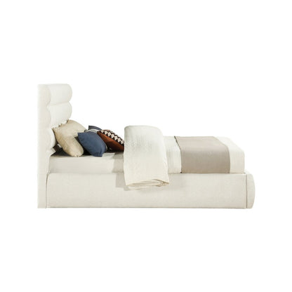 Adam Cream Boucle Fabric Queen Bed