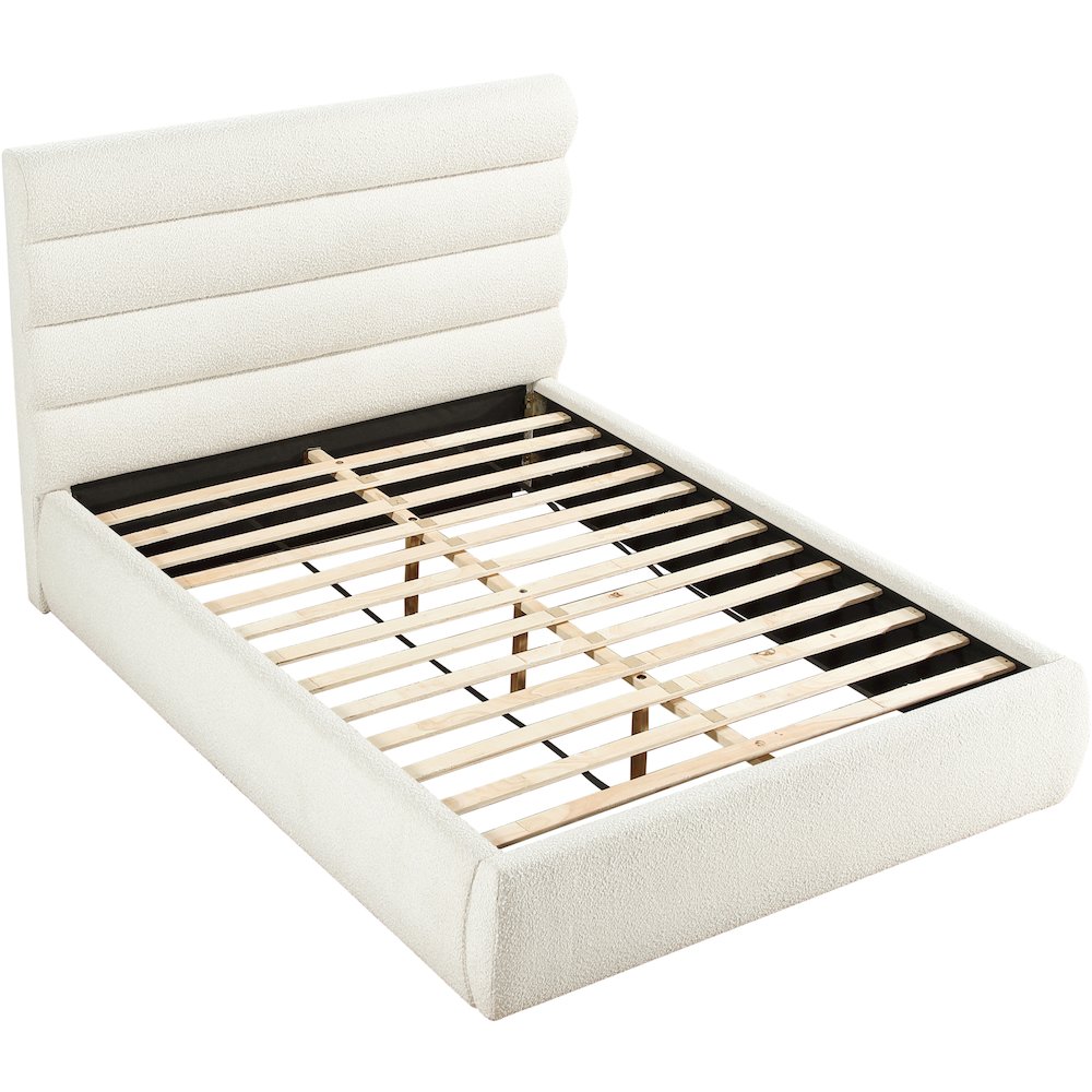 Adam Cream Boucle Fabric Queen Bed