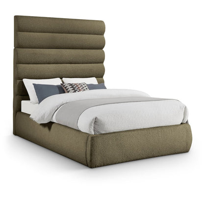 Adam Olive Boucle Fabric Full Bed