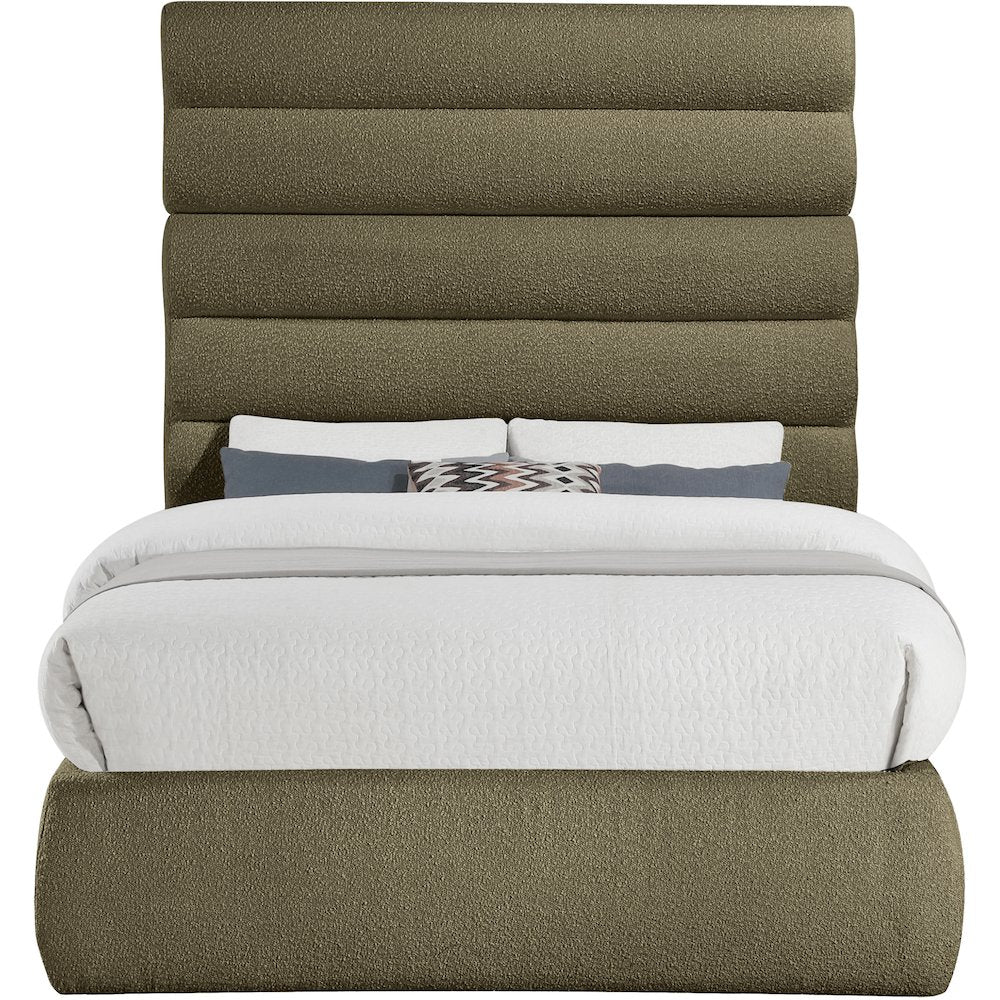 Adam Olive Boucle Fabric Full Bed