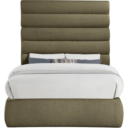 Adam Olive Boucle Fabric Full Bed