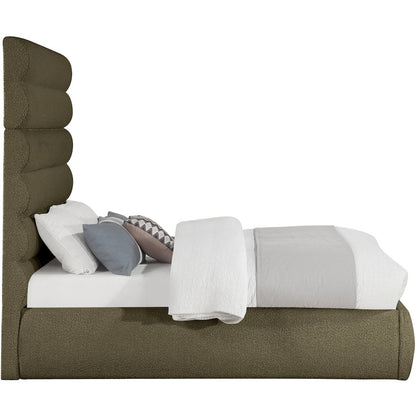 Adam Olive Boucle Fabric Full Bed