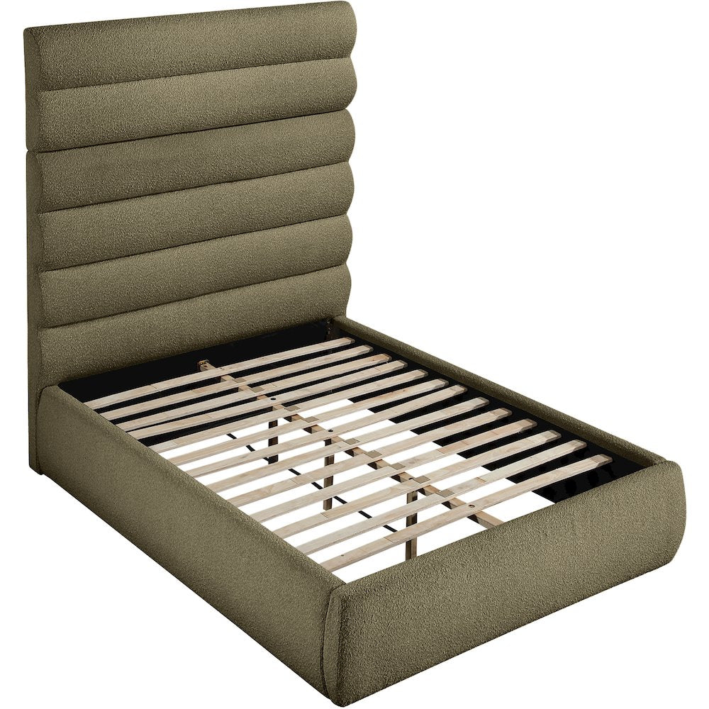 Adam Olive Boucle Fabric Full Bed