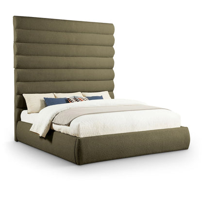 Adam Olive Boucle Fabric King Bed