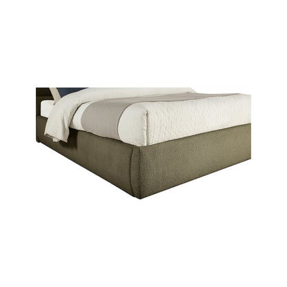 Adam Olive Boucle Fabric King Bed