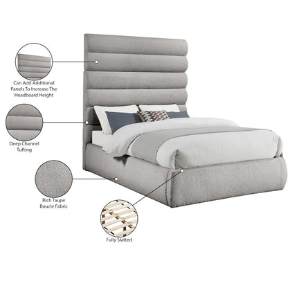 Adam Taupe Boucle Fabric Full Bed