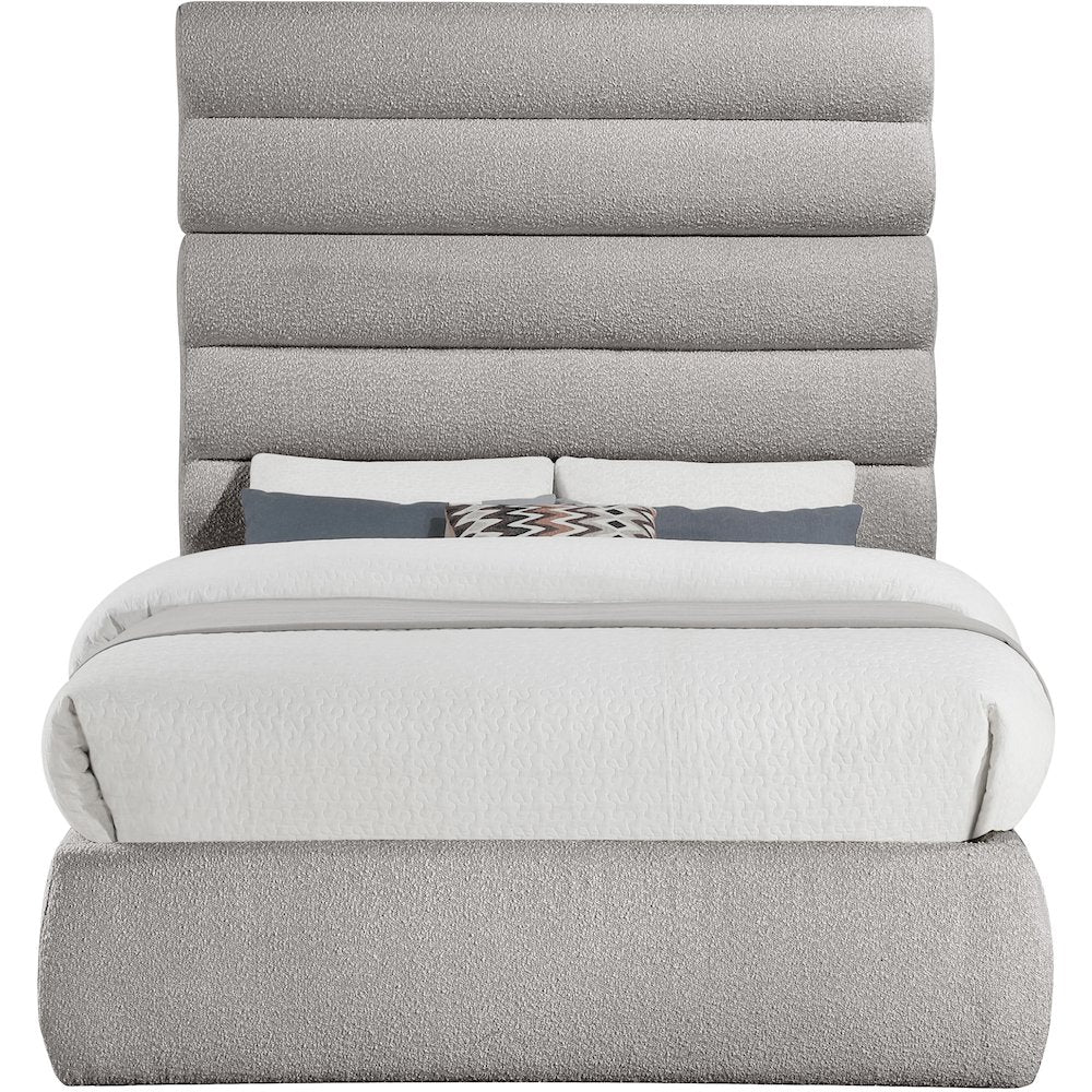 Adam Taupe Boucle Fabric Full Bed