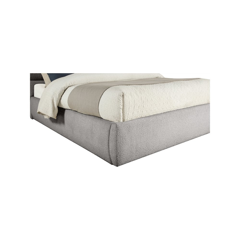 Adam Taupe Boucle Fabric King Bed