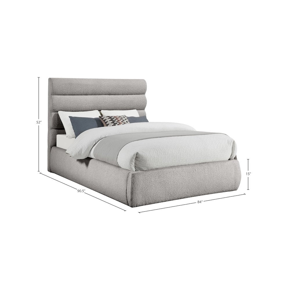 Adam Taupe Boucle Fabric King Bed