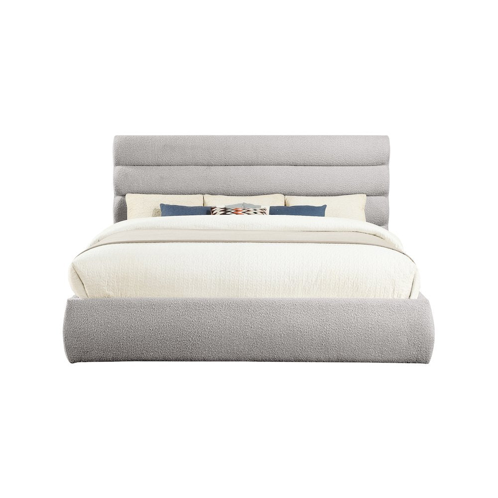 Adam Taupe Boucle Fabric King Bed