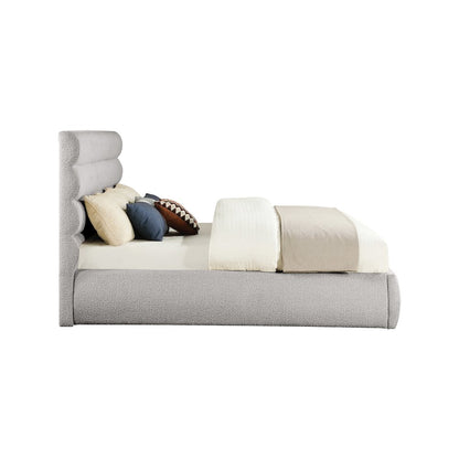 Adam Taupe Boucle Fabric King Bed