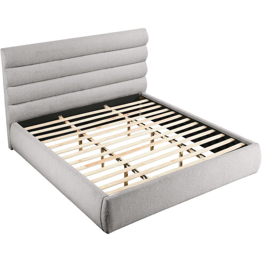 Adam Taupe Boucle Fabric King Bed