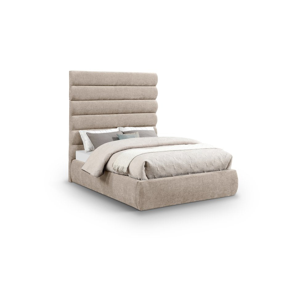 Adam Beige Chenille Fabric Full Bed