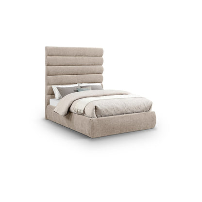 Adam Beige Chenille Fabric Full Bed