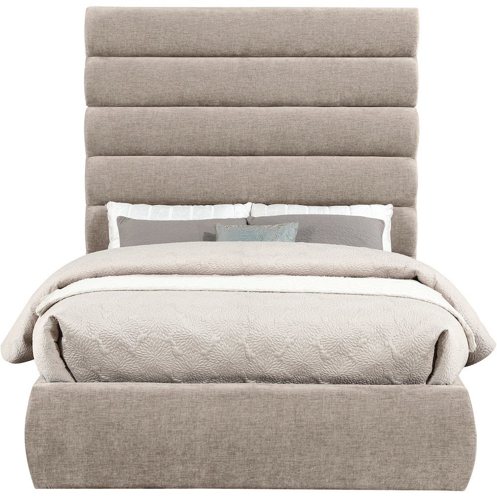 Adam Beige Chenille Fabric Full Bed