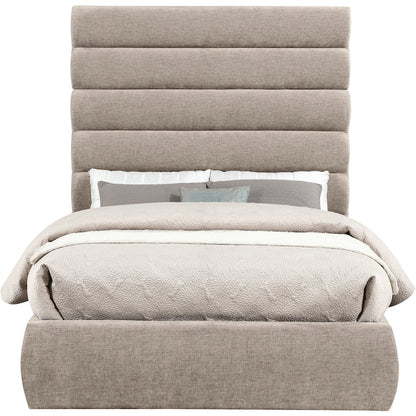 Adam Beige Chenille Fabric Full Bed