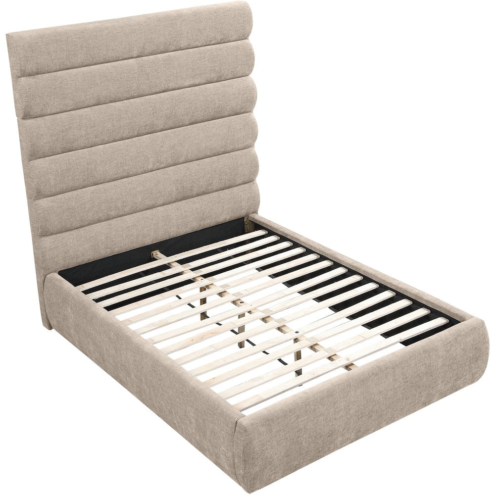 Adam Beige Chenille Fabric Full Bed