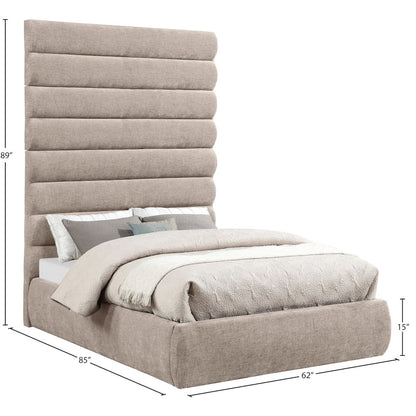 Adam Beige Chenille Fabric Full Bed