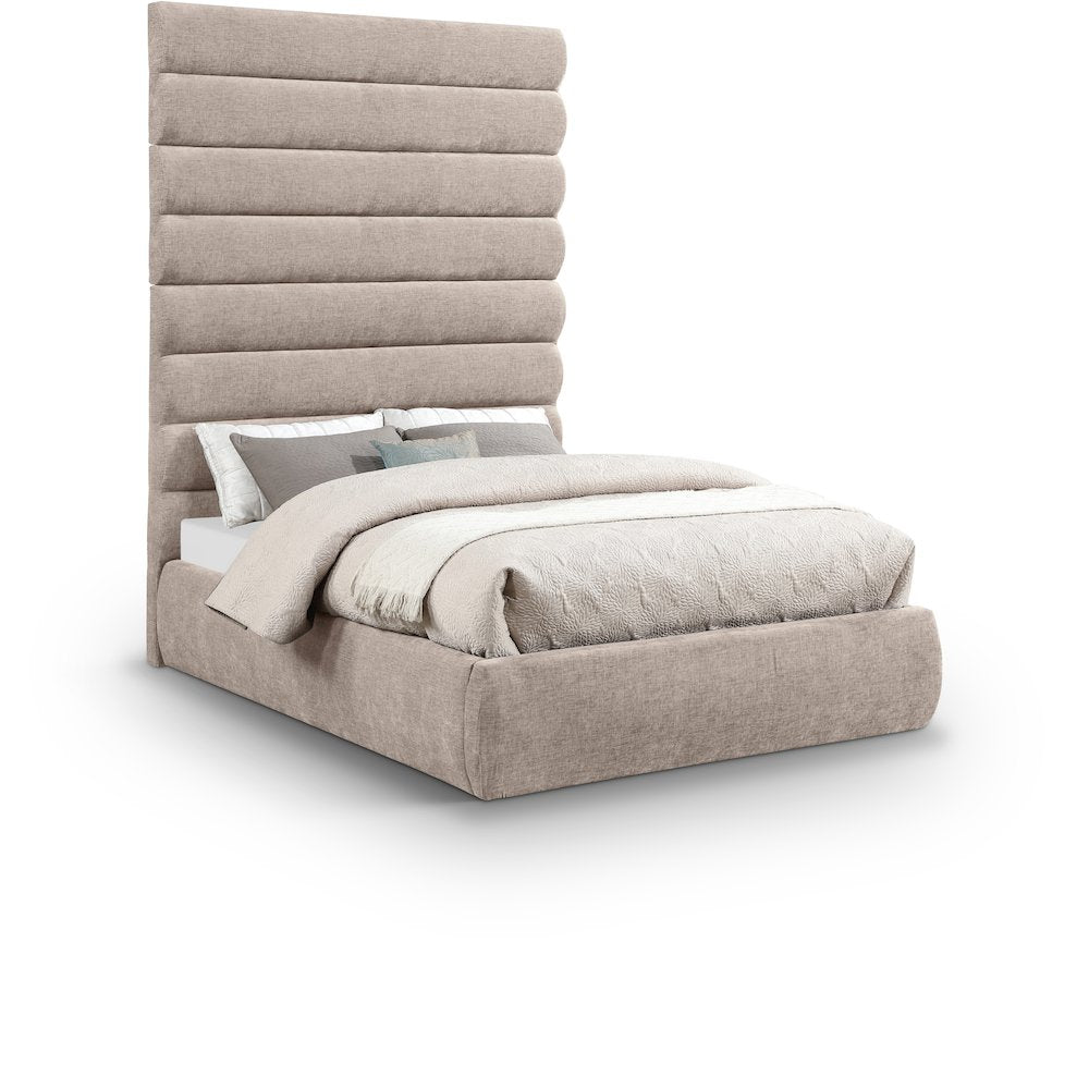 Adam Beige Chenille Fabric Full Bed