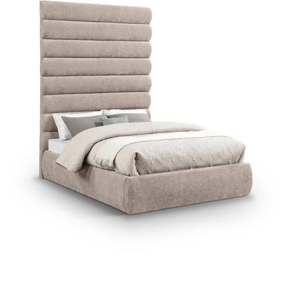 Adam Beige Chenille Fabric Full Bed